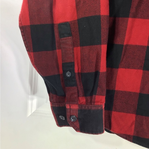 Eddie Bauer Men's Red and Black Plaid Shirt - Picture 2 of 5